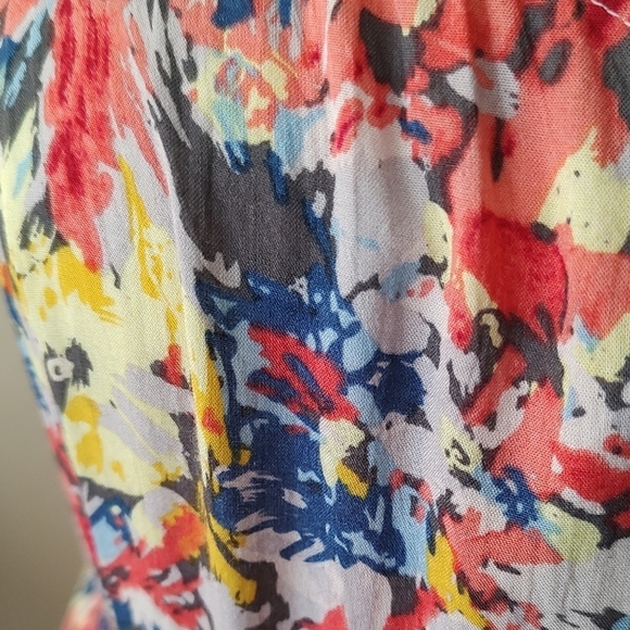 Janet Paris Colorful Rosette Asymmetrical Sundress with Scoop Neck Medium - Picture 7 of 8